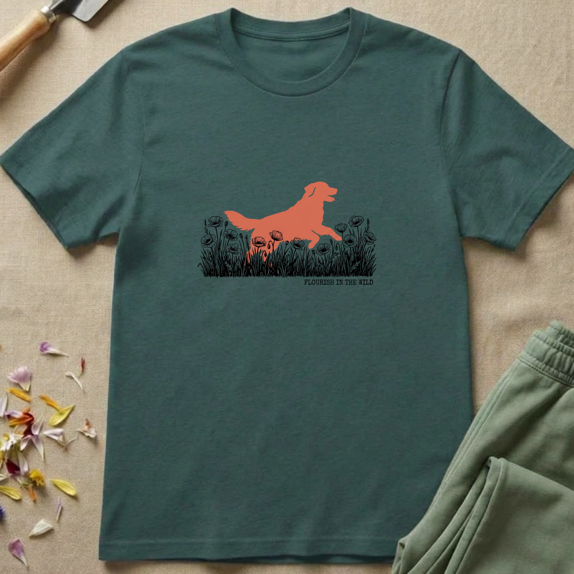Botanical Homestead Golden Retriever T-Shirt
