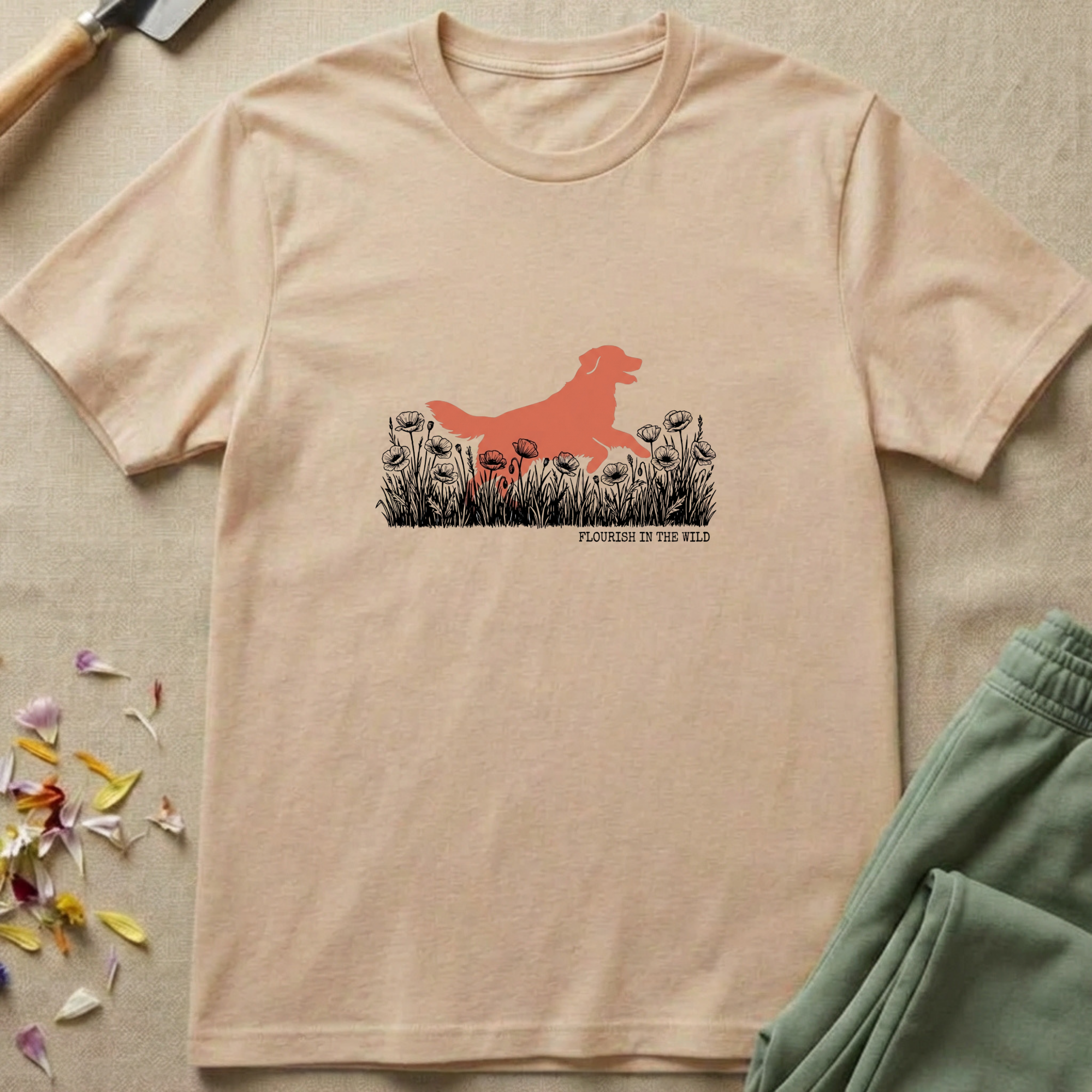 Botanical Homestead Golden Retriever T-Shirt