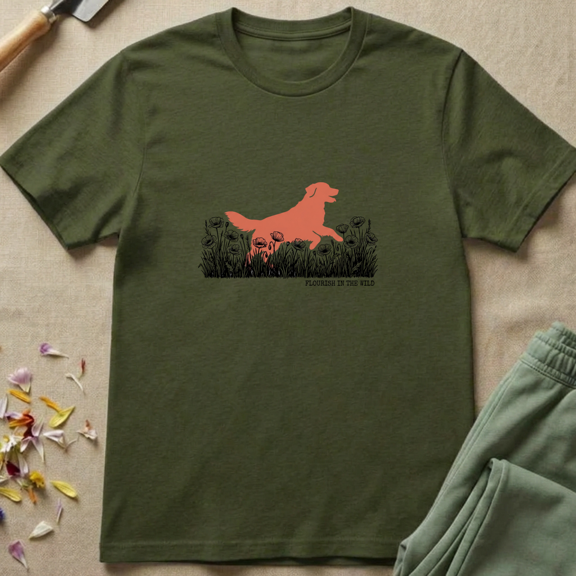Botanical Homestead Golden Retriever T-Shirt